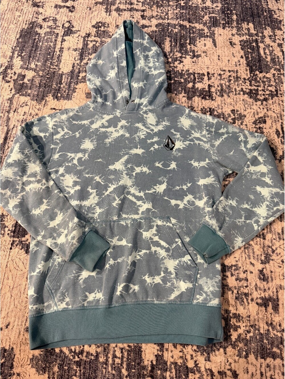Volcom S Blue Tie Dye Hoodie Skate Y2K Pullover